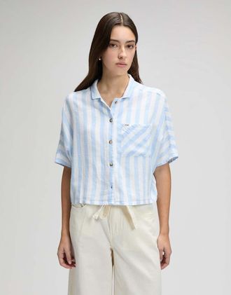 Lee Camicia resort a maniche corte azzurra a righe-Blu