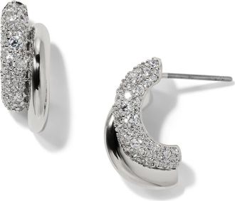 Nadri Pavé Double Hoop Earrings in Rhodium at Nordstrom