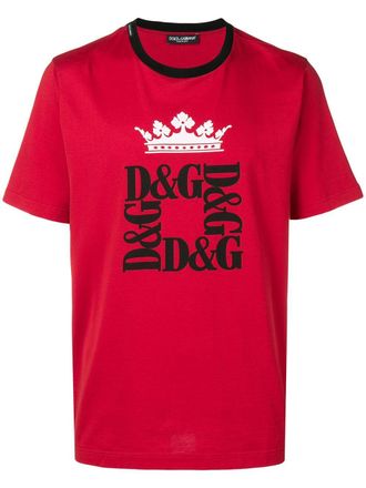 Dolce & Gabbana crown logo print T-shirt - men - Cotton - 44 - Red