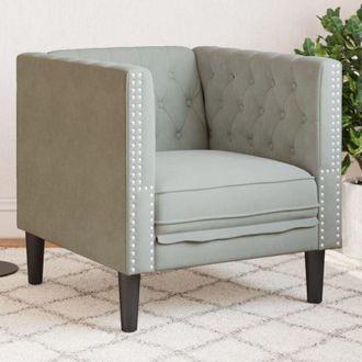 vidaXL Sill&oacute;n Chesterfield De Terciopelo Gris Claro Vidaxl