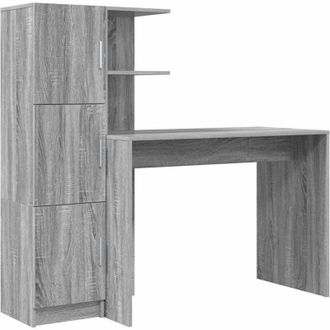 vidaXL Vidaxl - Escritorio Con Almacenamiento Con Estante 2 Pcs Gris Sonoma