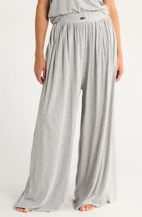 Lunya Organic Pima Wide Leg Pant in Storm Grey Heather at Nordstrom, Size X-Large
