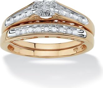 Palm Beach Jewelry 1/5 TCW Diamond 2-Piece Bridal Set in Gold-Plated Sterling Silver