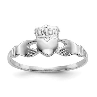 Diamond2Deal 14k White Gold Ladies Claddagh Ring