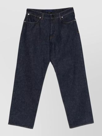 Stone Island cotton denim five pocket trousers belt loops