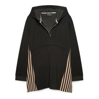 Fiorella Rubino Scuba sweatshirt met gestreepte inzetten - Dames - Sweatshirts & Hoodies - Zwart - Maat: M/L Viscose