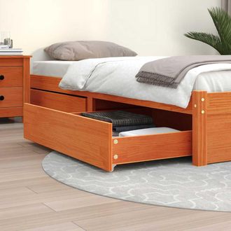 vidaXL Cajones De Cama 2 Uds Madera Maciza De Pino Marr&oacute;n Cera Vidaxl