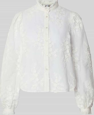 Mango Regular Fit Hemdbluse mit floralem Besatz Modell Rufla in Weiss, Gr&ouml;&szlig;e XL