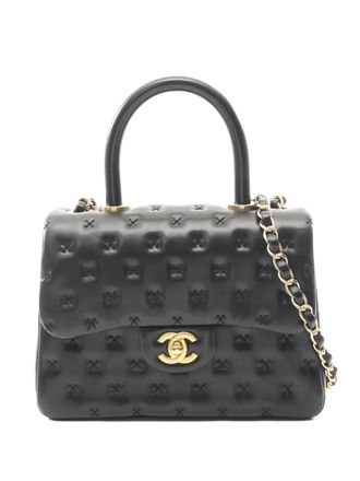 Chanel 2016-2017 cross-stitch chain tote bag - women - Lambskin - One Size - Black