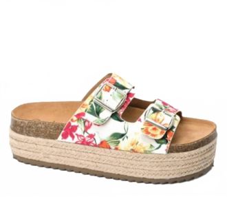 Corkys Footwear Womens No Filter Floral Platform Sandals In White