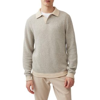 Rodd & Gunn Marlin Cotton & Wool Blend Johnny Collar Sweater in Smoke at Nordstrom Rack, Size Xxx-Large