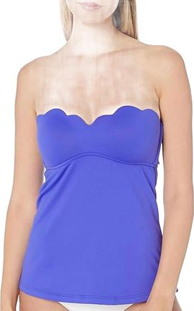 Seafolly Petal Edge Bandeau Tankini Top In Reflex Blue