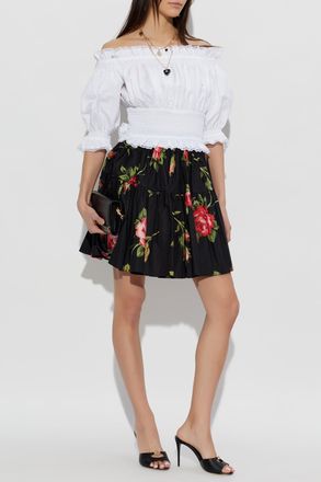 Dolce & Gabbana Skirt With Floral Motif, Womens, Black