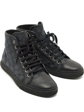 Gucci GG canvas high-top sneakers - men - Canvas/Calf Leather/Calf Leather/Rubber - 40 - Black