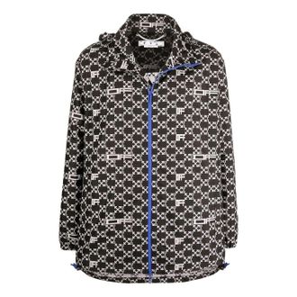 Off-white Mens Off-White SS22 Geometry Pattern Full Print Stand Collar Hooded Jacket Version Autumn Black OMEB034S22FAB0011001