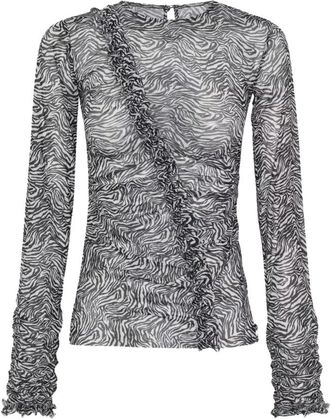 One Teaspoon Mesh Blouse met Ruches - Dames - Blouses - Veelkleurig - 2XS - Overhemden