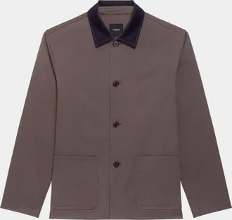 Theory Corduroy-Collar Cotton Twill Jacket