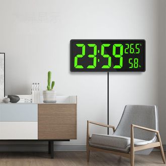 Elle Reloj De Pared Digital Rectangular Con Pantalla Led, Indicador De Temperatura Y Humedad, 3 Niveles De Brillo, F&aacute;cil Instalaci&oacute;n