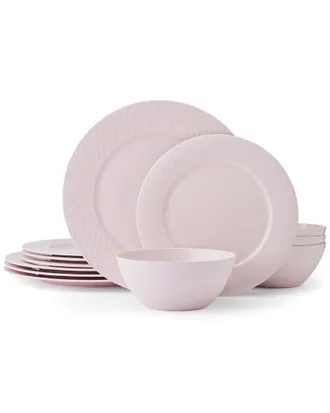 Mikasa Trellis Pink 12Pc Dinnerware Set, Service For 4