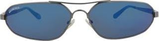 Balenciaga 71mm Oversize Oval Wrap Sunglasses in Ruthenium Ruthenium Blue at Nordstrom Rack