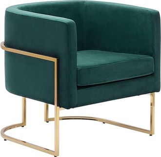 Beliani Beliani - Sillón de terciopelo verde oscuro dorado metal respaldo glamour sala de estar dormitorio Sirkka