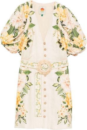 Farm Rio Garden Cascade Mini Dress - Womens - Viscose/Linen/Flax