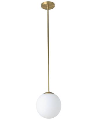 Eglo Eglo Rondo 1 Light Pendant With Brushed Brass Finish & White Glass Shade