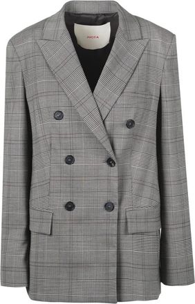 Jucca Blazers, female, Gray, L, Double-breasted Check Jacket