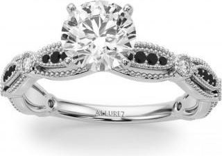 Allurez Antique Style Black Diamond Engagement Ring in Platinum (0.20ct)