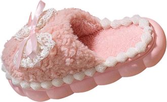 Generic Womens Platform Slippers Anti slip Home Thick Sole Cute Winter Slippers Soft Plush Cozy Outdoor Indoor Home Shoes