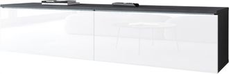 OEM Mueble De Tv Para Sal&oacute;n De 140 Cm, 2 Puertas, Matera/blanco Brillante, Universal Con Led