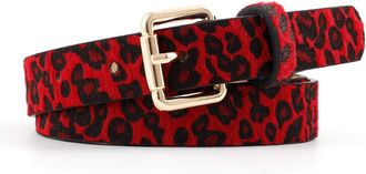 Generic JIER Womens Leopard Print Leather Belt for Jeans Pants Dresses Leopard Print Belt Printed Waist Strap (Red,One Size)