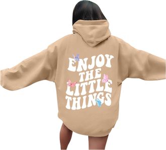 Generic 2026 Enjoy The Little Things Womens Hoodie Sweatshirt (Khaki, M)