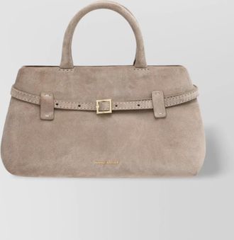 Manu Atelier cork and suede tote bag with buckle