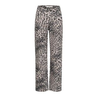 Gestuz Wijde Jeans Grijs Luipaard - Dames - Regular Fit Jeans - Veelkleurig - W27 - Jeans