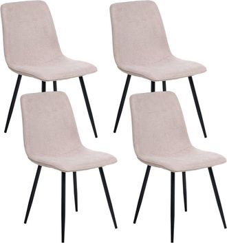 Beliani Conjunto de 4 sillas de comedor Tela Beige