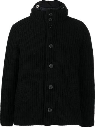 Herno ribbed button-up jacket - men - Polyamide/Polyester/Wool - 46 - Black