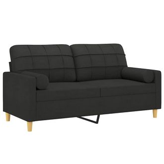 vidaXL Sof&aacute; De 2 Plazas Con Cojines Tela Negro 140 Cm Vidaxl