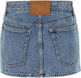Alexander Wang Alexander Wang Womens Denim Mini Skirt - Light Grey Cotton - Size 25 (Waist)