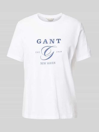 GANT T-Shirt mit Label-Print in Weiss, Gr&ouml;&szlig;e XXL