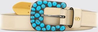 Valentino Garavani Cintura in pelle laminata con fibbia gioiello VLogo Signature