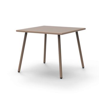 MondoViro Mesa de jard&iacute;n fija cuadrada beige de metal 90x90 cm 75h