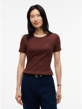 Tommy Hilfiger Womens Crewneck Favorite T-Shirt - Pure Brown - XXL