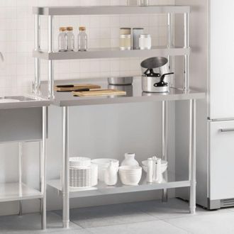 vidaXL Vidaxl - Mesa De Trabajo Para Cocina Con Estante Acero Inox 110x55x150cm