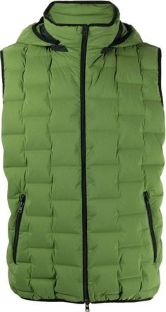 Herno detachable hood padded gilet - men - Polyamide/Spandex/Elastane/Goose Down/Feather - 50 - Green