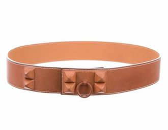Herm&egrave;s Tan Leather Shadow CDC belt Size XS