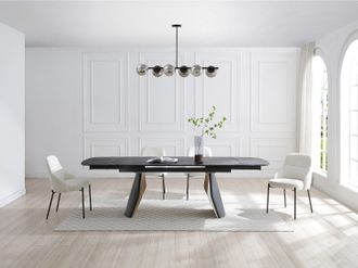 Vente-Unique Lampadario in metallo - 6 globi in vetro fumé - L. 98 cm - Nero - YUKON