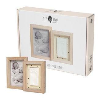 PETIT ARTICHAUT Duo Baby Frame - Baby Handprint & Photo Frame, Keepsake Gift in Pretty Hearts at Nordstrom