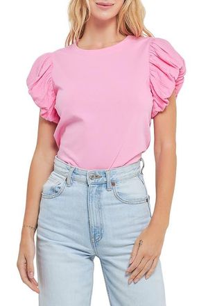 English Factory Puff Sleeve Shirt in Pink at Nordstrom, Size Medium