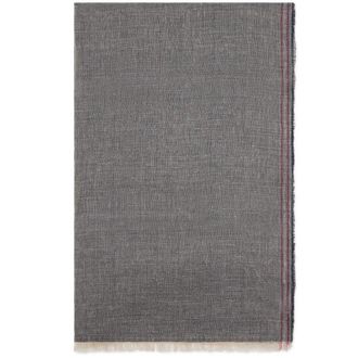 Brunello Cucinelli MenS Navy Red Linen Silk Scarf, One Size
